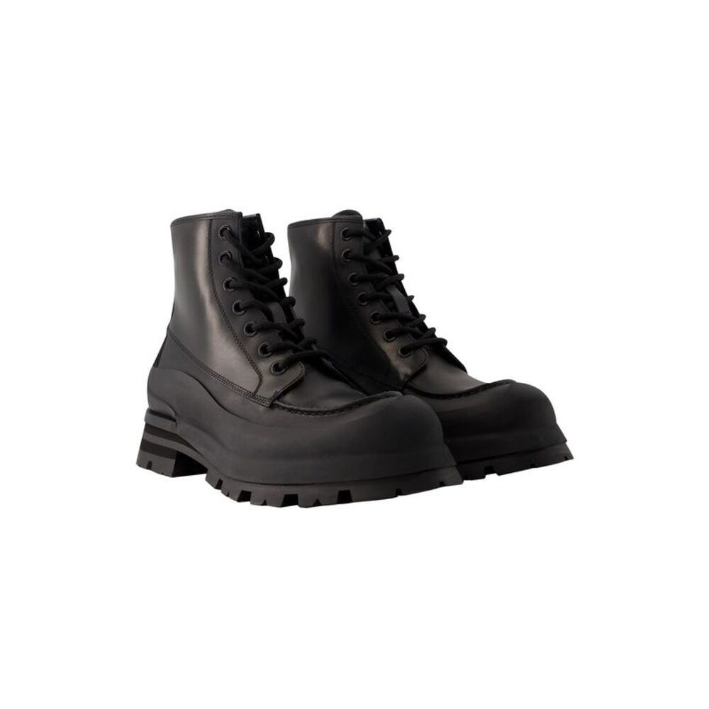 Alexander Mcqueen LaceUp Leather Boots Men black | black Ankle Boots - Picture 2 of 4